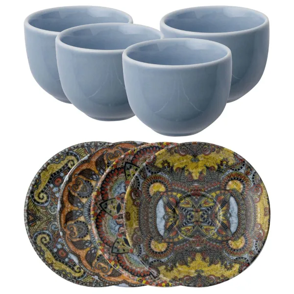 SET TAZZINE CAFFE' CON PIATTINI MANDALA -SAMBONET