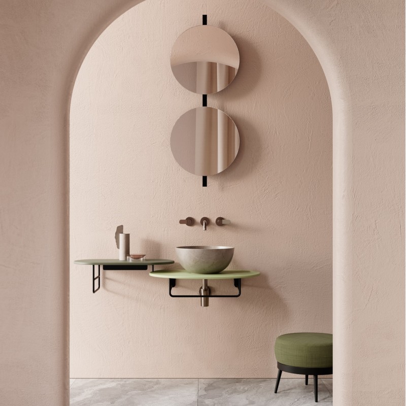 LALITA FLOOR-STANDING STRUCTURE WITH CERAMIC TOP AND 70X50 WASHBASIN - GLOBO