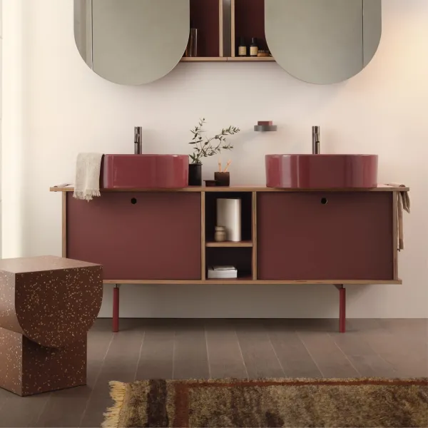 CABINET WITH 2 DOORS AND 3 OPEN COMPARTMENTS THEO 175 + SINK  - CIELO