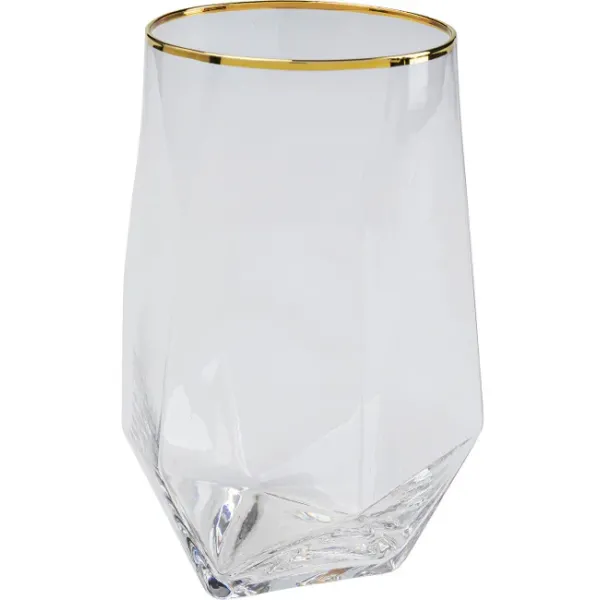 DIAMOND GOLD RIM WATER GLASS - KARE