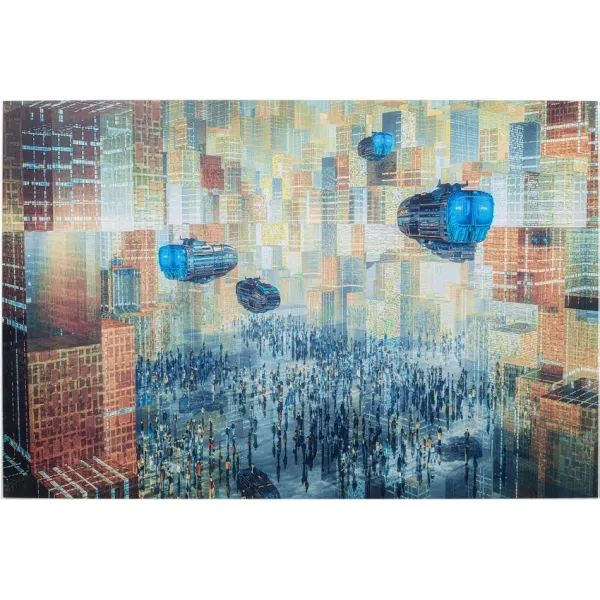 3D GLASS PAINTING FUTURE CITY 150X100CM - KARE