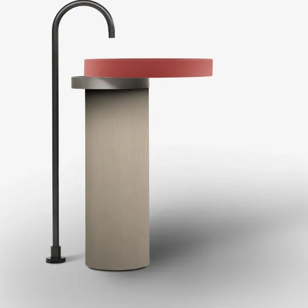 LAVABO FREESTANDING ECCENTRICO MANGO CON STRUTTURA IN ACCIAIO INOX TITANIUM - FALPER