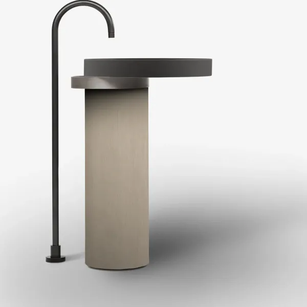 LAVABO FREESTANDING ECCENTRICO EXCLUSIVE GREY CON STRUTTURA IN ACCIAIO INOX TITANIUM - FALPER