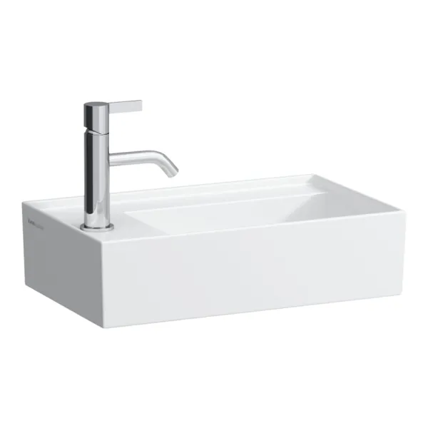 SMALL WALL-MOUNTED BASIN 46 WITH LEFT TAP TOP KARTELL -LAUFEN