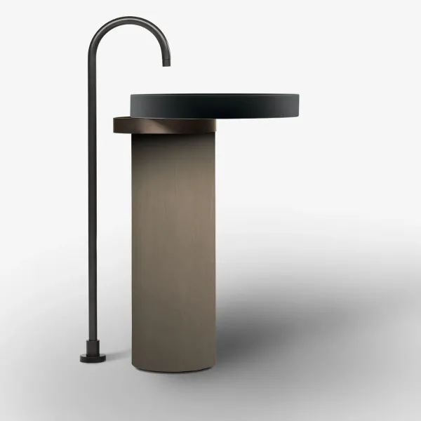 ECCENTRICO FREESTANDING WASHBASIN BLACK WITH BRUSHED BRASS STRUCTURE - FALPER