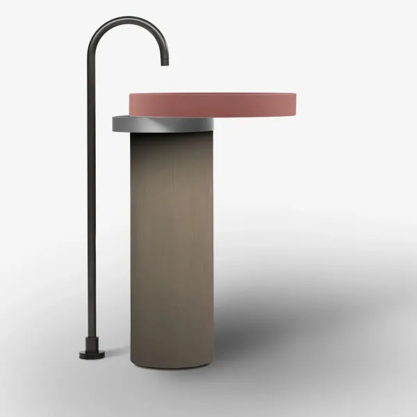 LAVABO FREESTANDING ECCENTRICO TERRACOTTA CON STRUTTURA IN ACCIAIO INOX SATINATO - FALPER