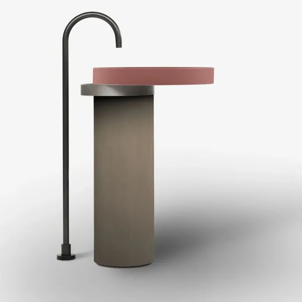 ECCENTRICO FREESTANDING WASHBASIN TERRACOTTA WITH STAINLESS STEEL TITANIUM STRUCTURE - FALPER