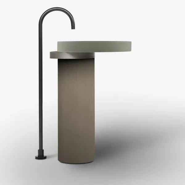 LAVABO FREESTANDING ECCENTRICO ARGILLA CON STRUTTURA IN ACCIAIO INOX TITANIUM - FALPER