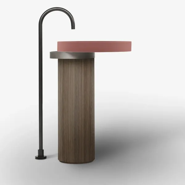 ECCENTRICO FREESTANDING WASHBASIN TERRACOTTA WITH STAINLESS STEEL TITANIUM STRUCTURE - FALPER