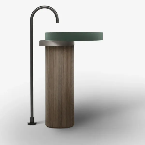 LAVABO FREESTANDING ECCENTRICO VERDE COMMODORE CON STRUTTURA IN ACCIAIO INOX TITANIUM - FALPER