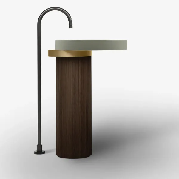 ECCENTRICO FREESTANDING WASHBASIN ARGILLA WITH BRUSHED BRASS STRUCTURE - FALPER