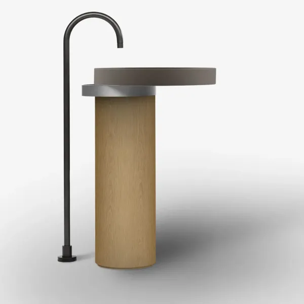 ECCENTRICO FREESTANDING WASHBASIN CACAO WITH SATIN STAINLESS STEEL STRUCTURE - FALPER