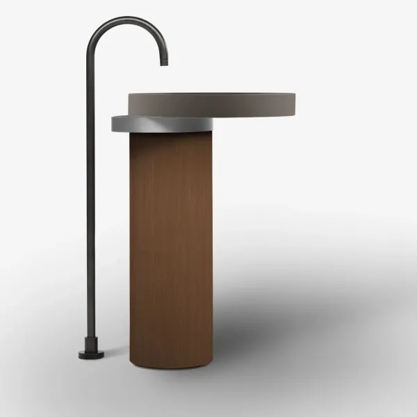 ECCENTRICO FREESTANDING WASHBASIN CACAO WITH SATIN STAINLESS STEEL STRUCTURE - FALPER