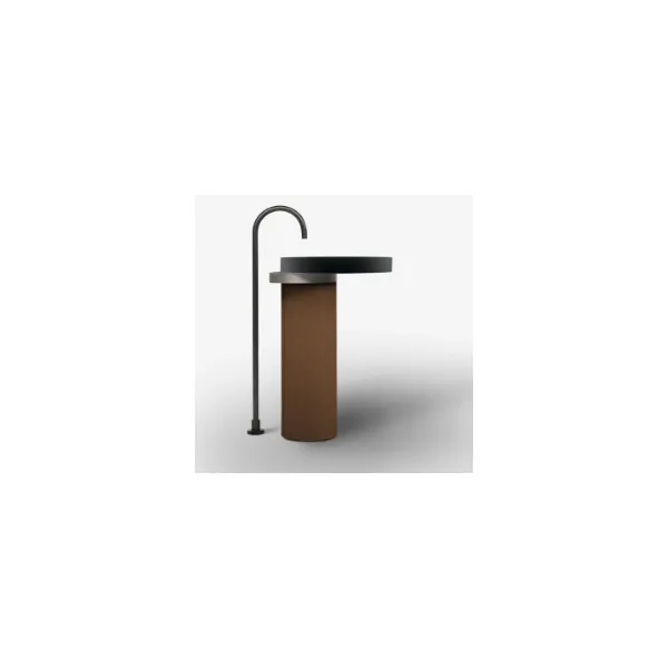 LAVABO FREESTANDING ECCENTRICO NERO CON STRUTTURA IN ACCIAIO INOX TITANIUM - FALPER