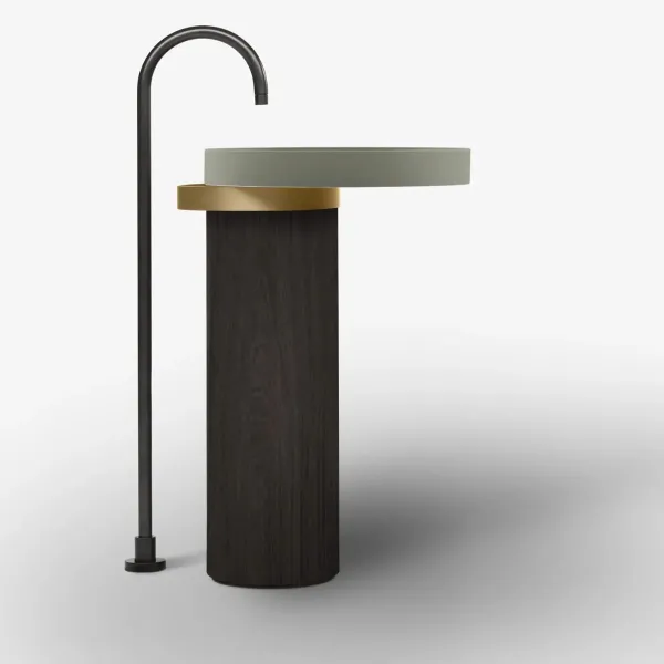 ECCENTRICO FREESTANDING WASHBASIN ARGILLA WITH BRUSHED BRASS STRUCTURE - FALPER