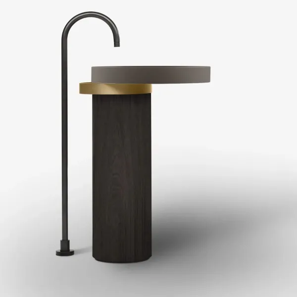 ECCENTRICO FREESTANDING WASHBASIN CACAO WITH BRUSHED BRASS STRUCTURE - FALPER