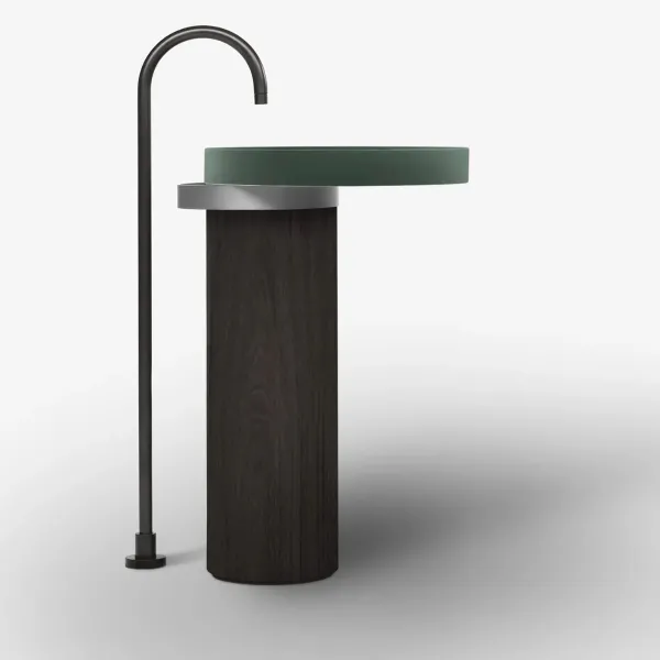 LAVABO FREESTANDING ECCENTRICO VERDE COMMODORE CON STRUTTURA IN ACCIAIO INOX SATINATO - FALPER