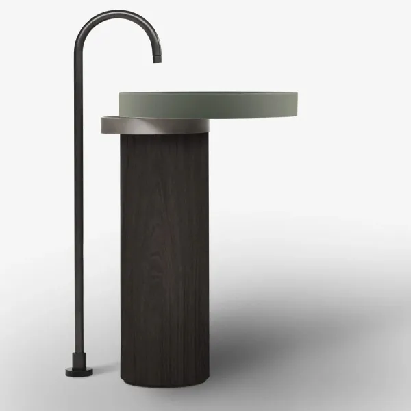 LAVABO FREESTANDING ECCENTRICO CLAY CON STRUTTURA IN ACCIAIO INOX TITANIUM - FALPER