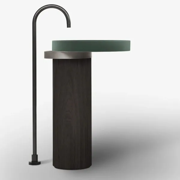 LAVABO FREESTANDING ECCENTRICO VERDE COMMODORE CON STRUTTURA IN ACCIAIO INOX TITANIUM - FALPER