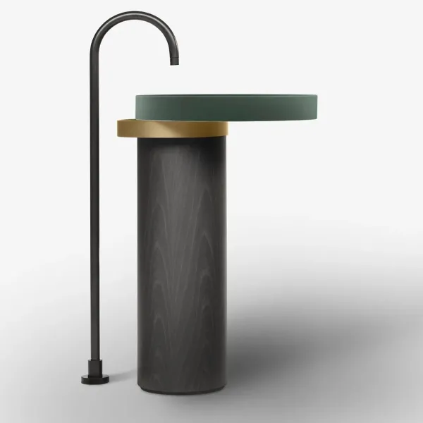 LAVABO FREESTANDING ECCENTRICO VERDE COMMODORE CON STRUTTURA IN OTTONE SPAZZOLATO - FALPER