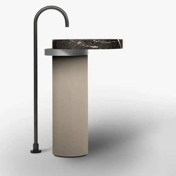 LAVABO FREESTANDING ECCENTRICO BLACK MARQUINIA CON STRUTTURA IN ACCIAIO INOX SATINATO - FALPER