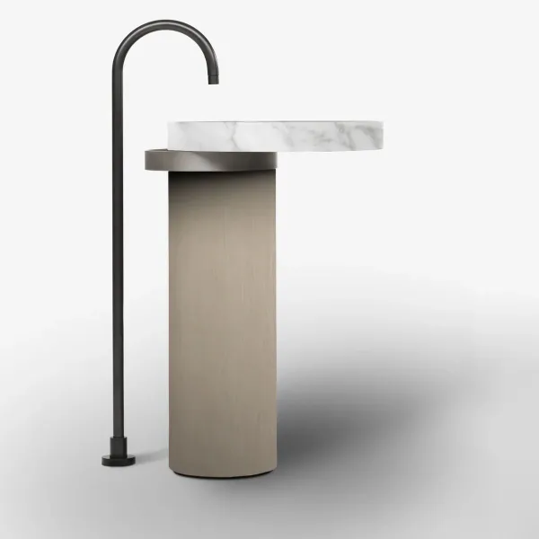 ECCENTRICO FREESTANDING WASHBASIN CARRARA MARBLE WITH STAINLESS STEEL TITANIUM STRUCTURE - FALPER