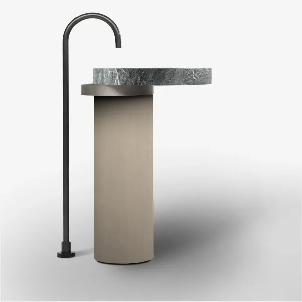 LAVABO FREESTANDING ECCENTRICO GREY SAINT LAURENT CON STRUTTURA IN ACCIAIO INOX TITANIUM - FALPER