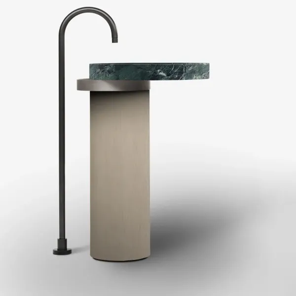 LAVABO FREESTANDING ECCENTRICO SAINT DENIS GREEN CON STRUTTURA IN ACCIAIO INOX TITANIUM - FALPER