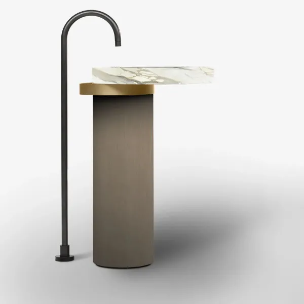 ECCENTRICO FREESTANDING WASHBASIN CALACATTA GOLD WITH BRUSHED BRASS STRUCTURE - FALPER