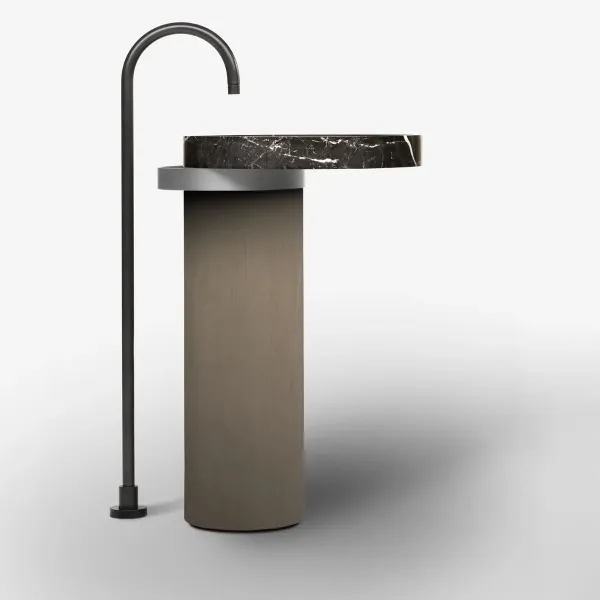 LAVABO FREESTANDING ECCENTRICO BLACK MARQUINIA CON STRUTTURA IN ACCIAIO INOX SATINATO - FALPER