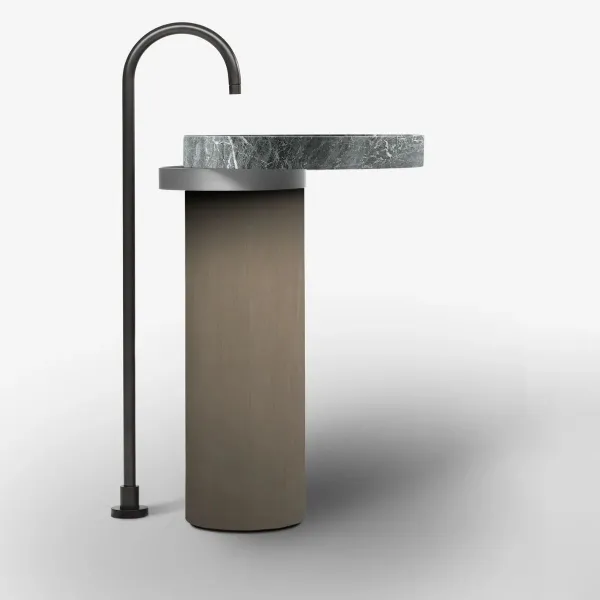 ECCENTRICO FREESTANDING WASHBASIN GREY SAINT LAURENT WITH SATIN STAINLESS STEEL STRUCTURE - FALPER