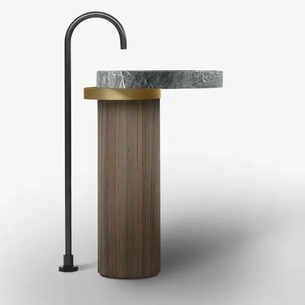 LAVABO FREESTANDING ECCENTRICO GREY SAINT LAURENT CON STRUTTURA IN OTTONE SPAZZOLATO - FALPER