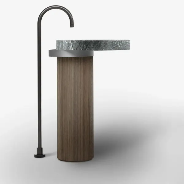 LAVABO FREESTANDING ECCENTRICO GREY SAINT LAURENT CON STRUTTURA IN ACCIAIO INOX SATINATO - FALPER