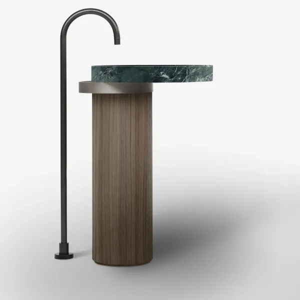 ECCENTRICO FREESTANDING WASHBASIN SAINT DENIS GREEN WITH STAINLESS STEEL TITANIUM STRUCTURE - FALPER