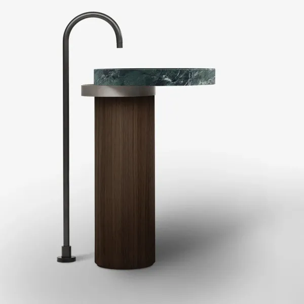 LAVABO FREESTANDING ECCENTRICO SAINT DENIS GREEN CON STRUTTURA IN ACCIAIO INOX TITANIUM - FALPER