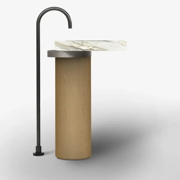 ECCENTRICO FREESTANDING WASHBASIN CALACATTA GOLD WITH STAINLESS STEEL TITANIUM STRUCTURE - FALPER