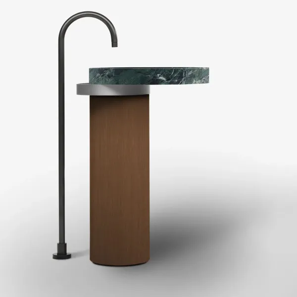 ECCENTRICO FREESTANDING WASHBASIN SAINT DENIS GREEN WITH SATIN STAINLESS STEEL STRUCTURE - FALPER