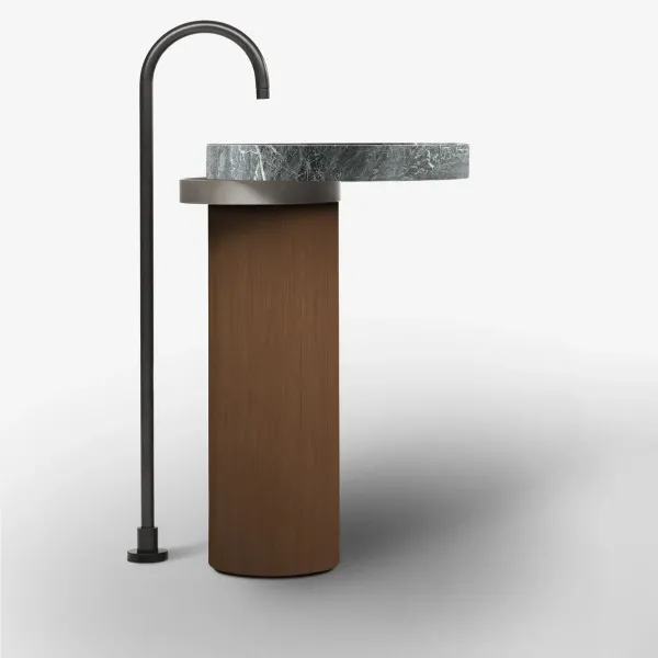 LAVABO FREESTANDING ECCENTRICO GREY SAINT LAURENT CON STRUTTURA IN ACCIAIO INOX TITANIUM - FALPER