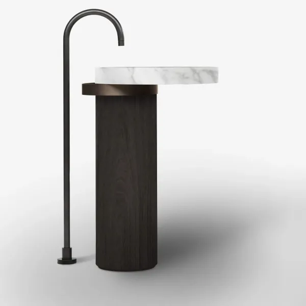 ECCENTRICO FREESTANDING WASHBASIN CARRARA MARBLE WITH ONYX STRUCTURE - FALPER