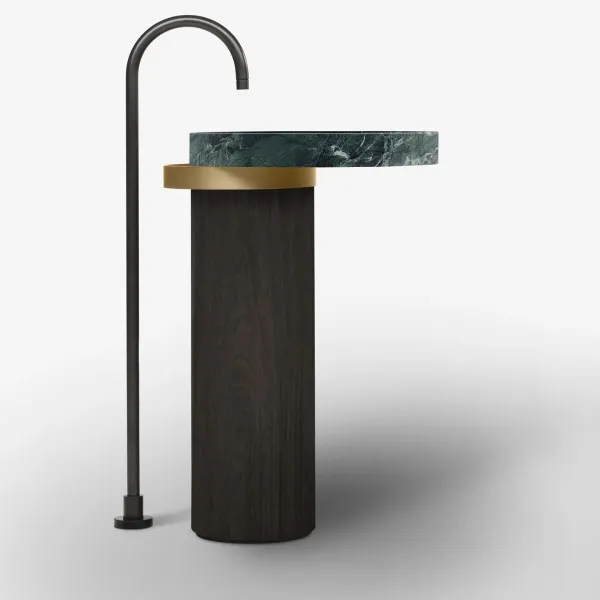 LAVABO FREESTANDING ECCENTRICO SAINT DENIS GREEN CON STRUTTURA IN OTTONE SPAZZOLATO - FALPER