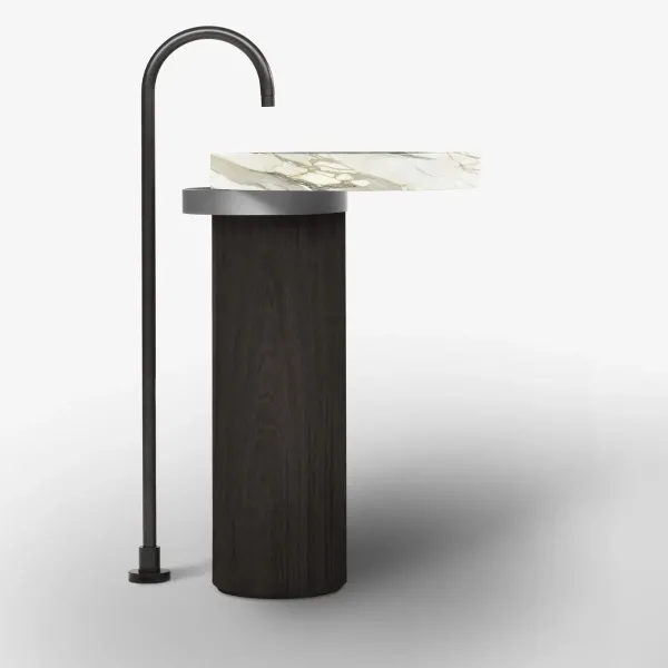 ECCENTRICO FREESTANDING WASHBASIN CALACATTA GOLD WITH SATIN STAINLESS STEEL STRUCTURE - FALPER