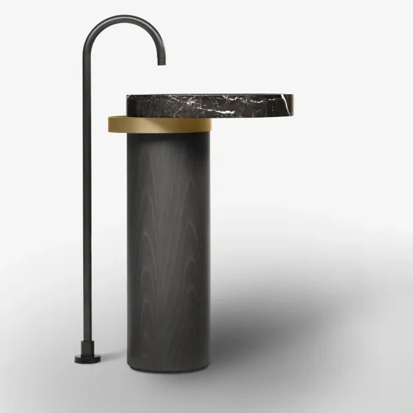 LAVABO FREESTANDING ECCENTRICO BLACK MARQUINIA CON STRUTTURA IN OTTONE SPAZZOLATO - FALPER