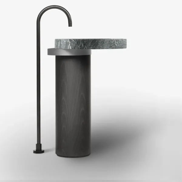 LAVABO FREESTANDING ECCENTRICO GREY SAINT LAURENT CON STRUTTURA IN ACCIAIO INOX SATINATO - FALPER