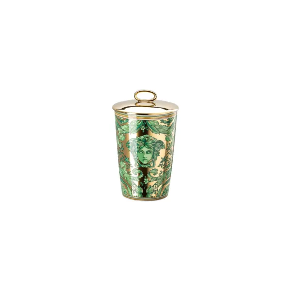 LAMPADA DA TAVOLO CON CANDELA PROFUMATA VERDE 2 PEZZI GARLAND MEDUSA - ROSENTHAL VERSACE