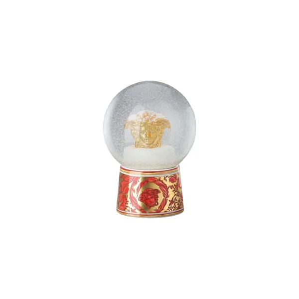 SFERA DI VETRO CON EFFETTO NEVE ROSSA 12 CM GARLAND MEDUSA - ROSENTHAL VERSACE